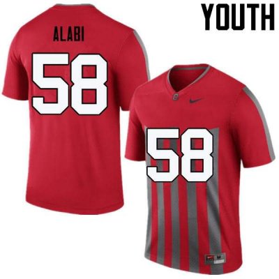 Youth Ohio State Buckeyes #58 Joshua Alabi Throwback Nike NCAA College Football Jersey Top Quality HRF6844IX